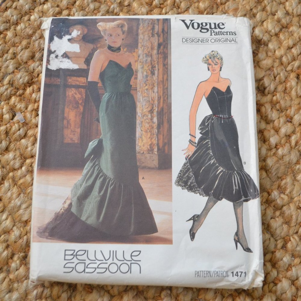 VTG Vogue Bellville Sassoon Original 1471 Sewing Pattern Gown Dress SZ 10 UNCUT